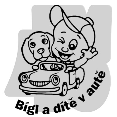 Samolepka Pes a dítě v autě