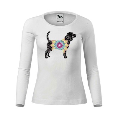 Dámské tričko Beagle mandala LS 01